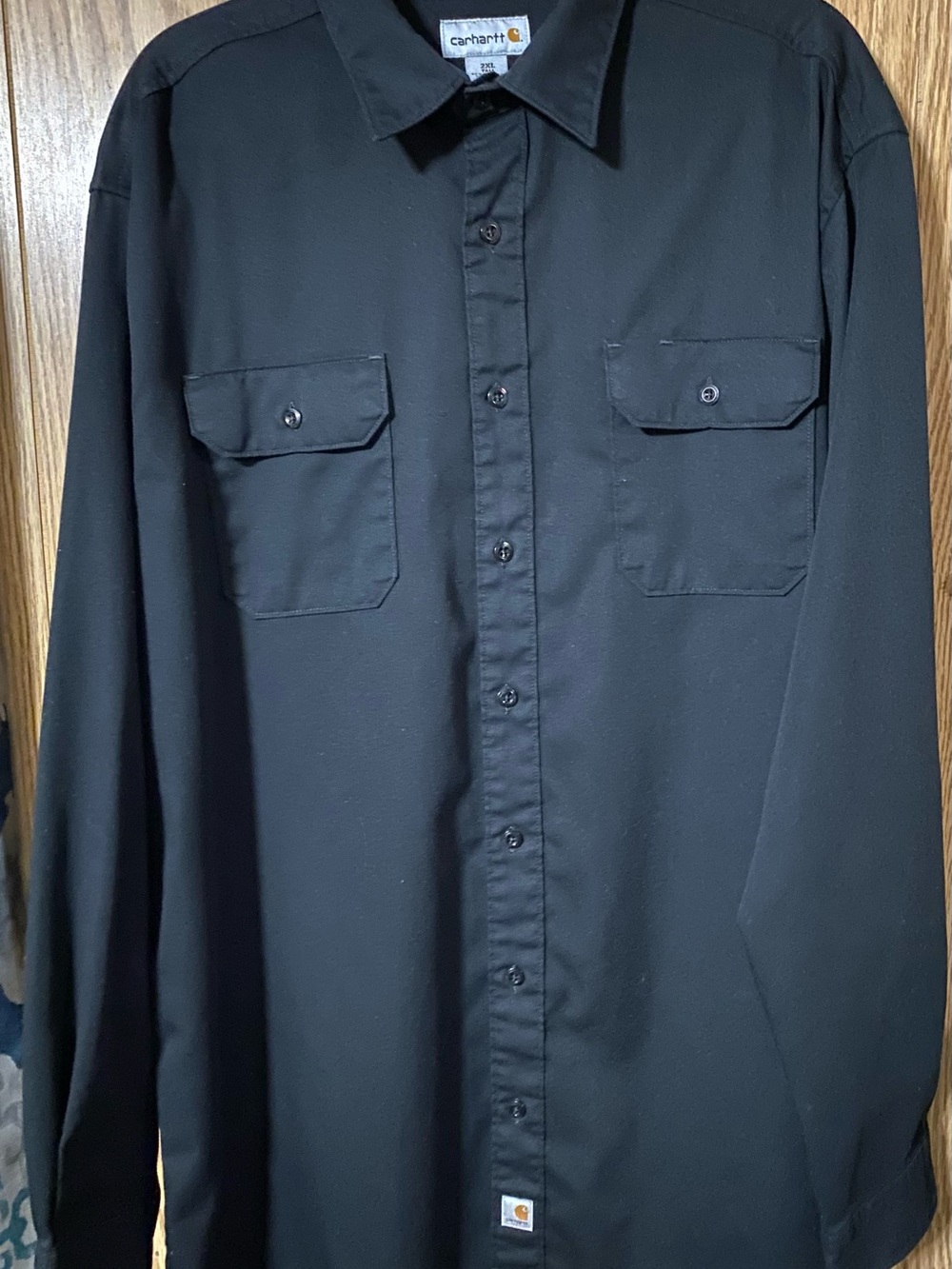 Carhartt Men’s Black Long SleeveButton-Up Work Shirt Size 2XL Tall 2 Pockets